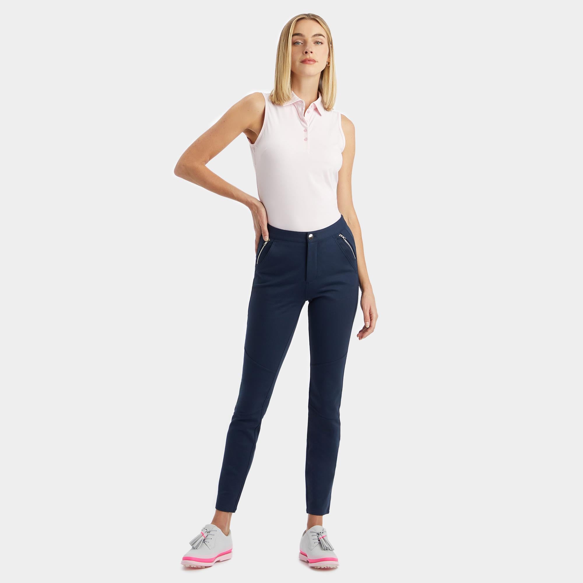 G/FORE Silky Tech Nylon Gradient Heart Ladies Sleeveless Golf Polo Shirt Blush